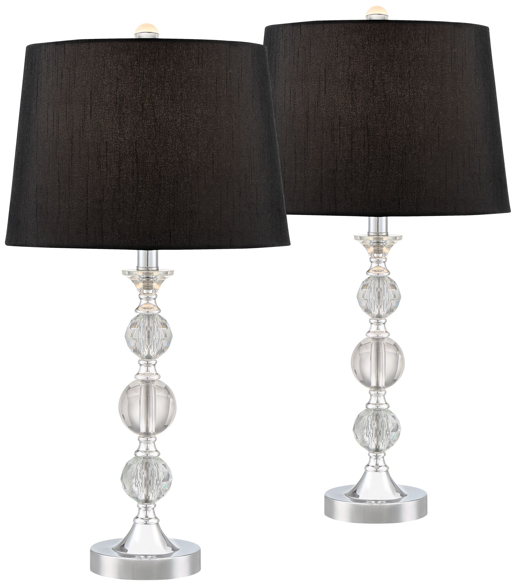 Gustavo Crystal Table Lamp with Black Shade Set of 2