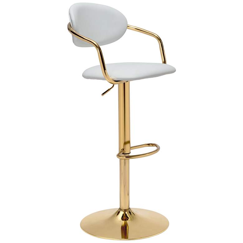 Image 1 Gusto 32 3/4 inch White Faux Leather Swivel Bar Stool
