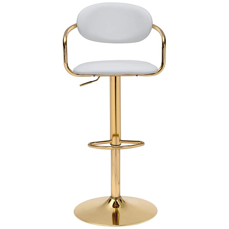 Image 7 Gusto 32 3/4 inch White Faux Leather Swivel Bar Stool more views