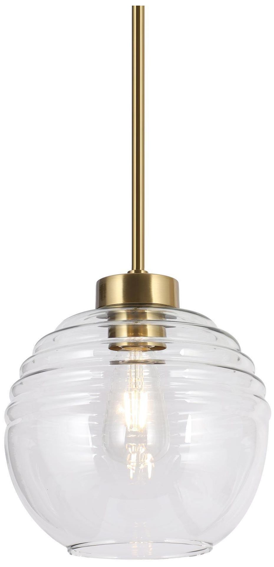 Thumbnail1 of Gutta 10.2"W 1-Light Gold Globe Fluted Glass Kitchen Pendant
