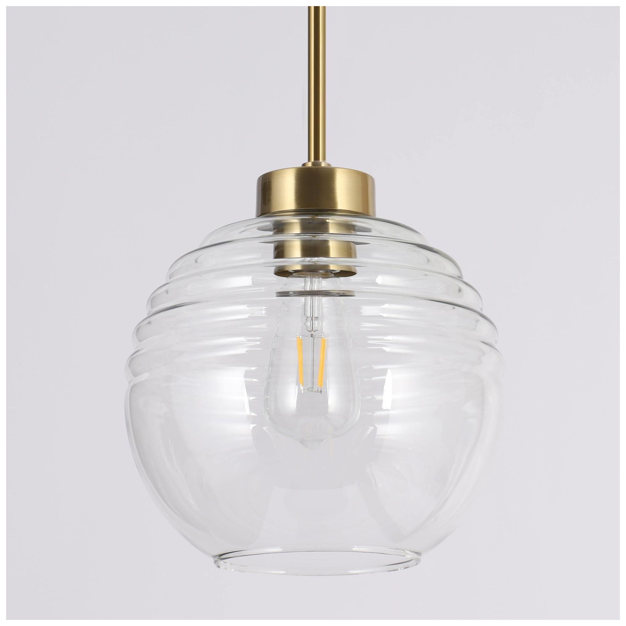 Thumbnail3 of Gutta 10.2"W 1-Light Gold Globe Fluted Glass Kitchen Pendant more views