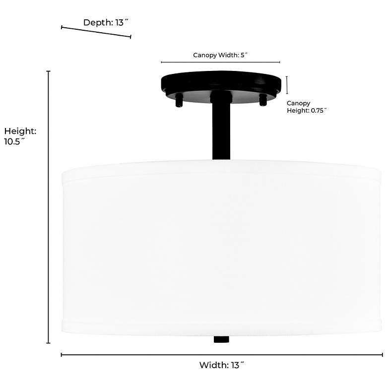 Image 6 Guyten 13" Wide 2-Light Semi Flush in Matte Black more views