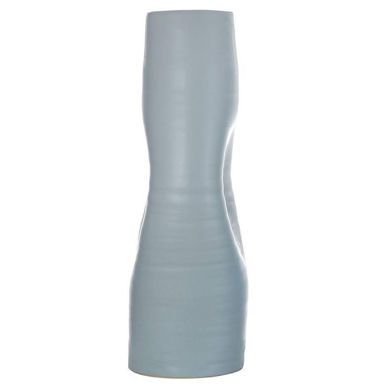 Image 2 Guzzi Spat 23" Light Blue Tall Indented Ceramic Vase more views
