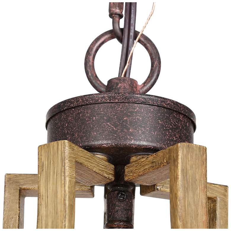 Image 2 Gwalchmai 9" Wide Pine and Aged Iron 3-Light Mini Pendant more views