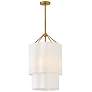 1_Gwen 16" Wide Lacquered Brass Pendant Light w/ Linen Shade
