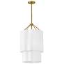 2_Gwen 16" Wide Lacquered Brass Pendant Light w/ Linen Shade more views