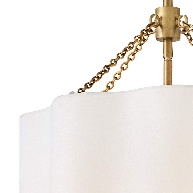 Image 3 Gwen 16" Wide Lacquered Brass Pendant Light w/ Linen Shade more views