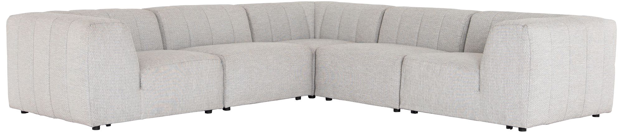 Gwen Faye Ash Channel-Tufted 5-Piece Outdoor Sectional