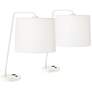 Gwendolyn Cool White Metal Table Lamps Set of 2 with Convenience Outlet