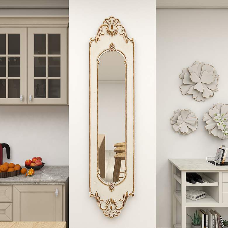 Image 1 Gwendolyn Distressed White 16" x 72" Arched Wall Mirror