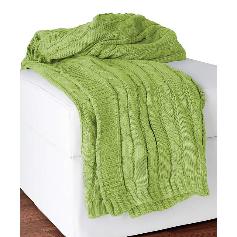 Image 1 Gwendolyn Loose Weave Lime Green Throw Blanket