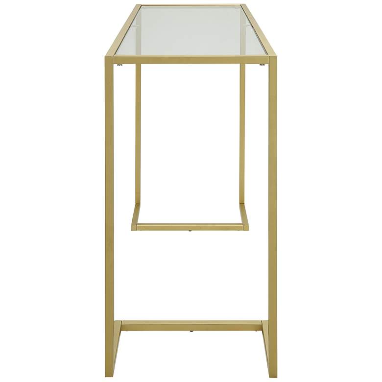 Image 3 Gweneth 38 inch Wide Tempered Glass Gold Metal Console Table more views