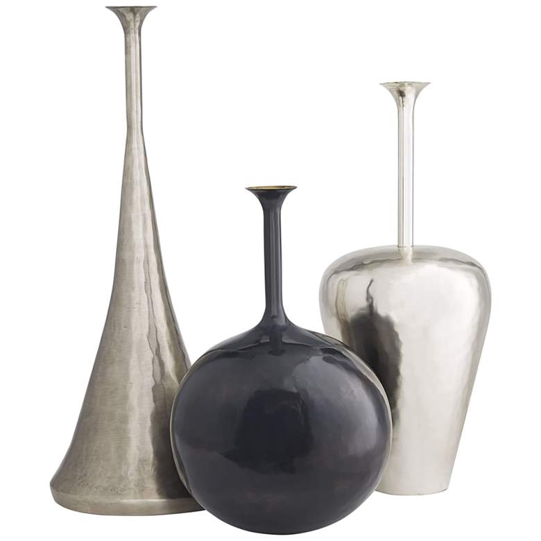 Gyles Nickel Bronze and Silver Decorative Vases Set of 3