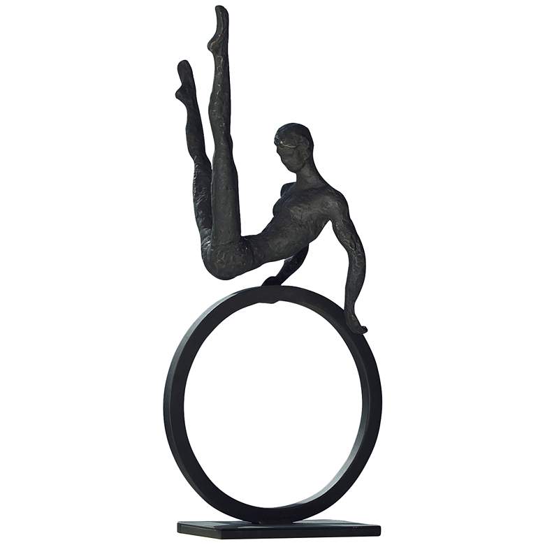 Image 1 Gymnast on Ring 25 inch High Dark Bronze Tabletop Sculpture