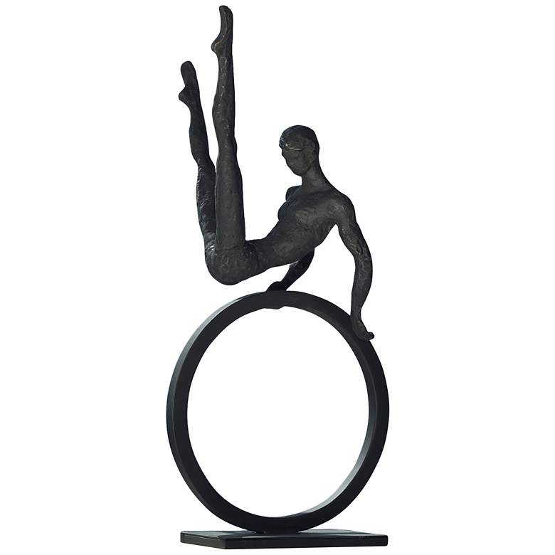 Image 1 Gymnast on Ring 25" High Dark Bronze Tabletop Sculpture