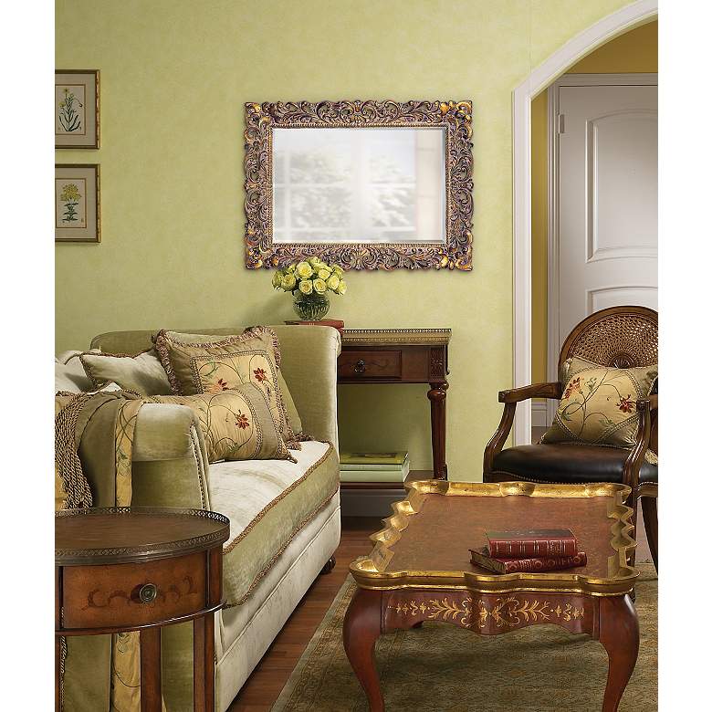 Image 1 Antique Gold Leaf Frame 46" Wide Wall Mirror in scene
