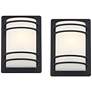 2_Habitat 11" Black and Frosted Glass Outdoor Wall Lights Set of 2