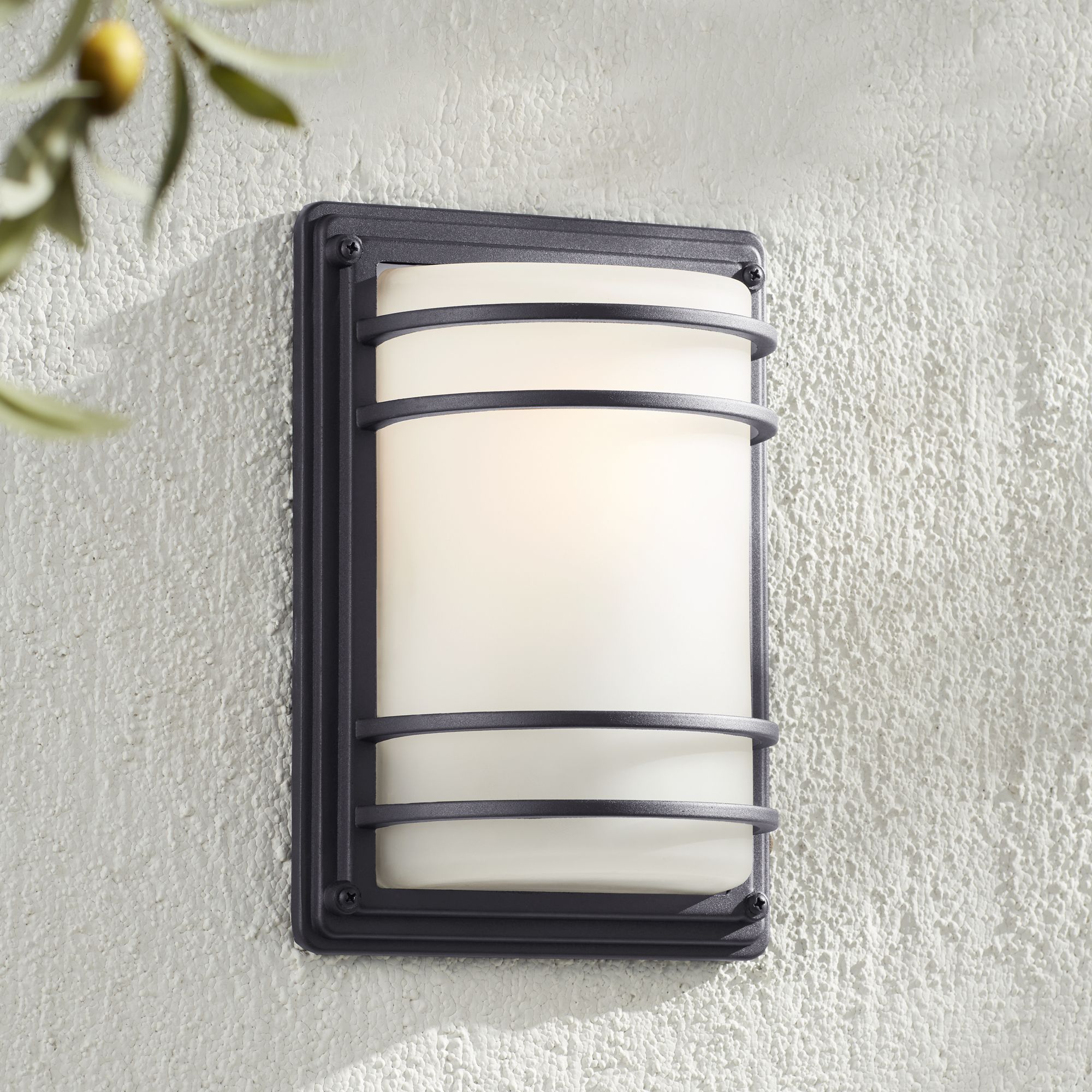 Habitat 11" Black and Frosted Glass Outdoor Wall Lights Set of 2