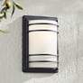 Habitat 11" Black and Frosted Glass Outdoor Wall Lights Set of 2