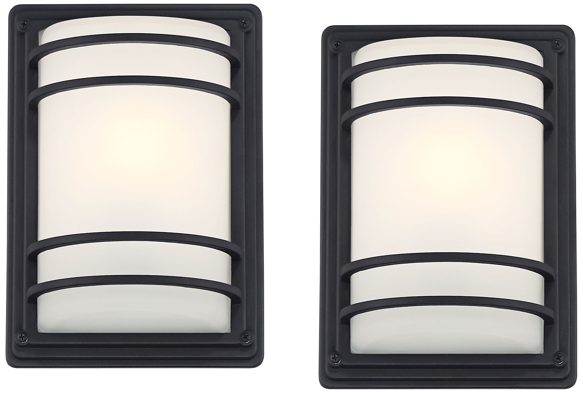 Habitat 11" Black and Opal Glass Outdoor Wall Lights Set of 2