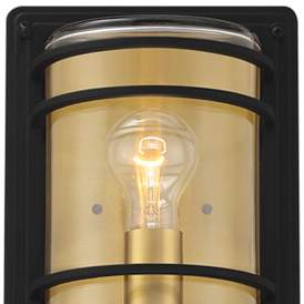 Image3 of Habitat 11" High Black and Brass Outdoor Pocket Wall Light more views