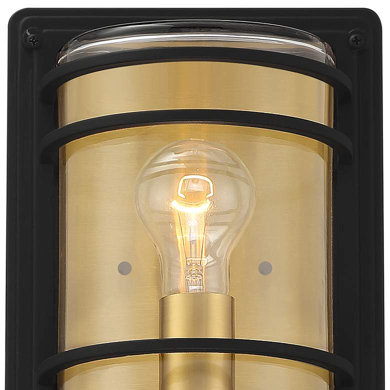 Image 3 Habitat 11" High Black and Brass Outdoor Pocket Wall Light more views