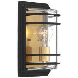 Image5 of Habitat 11" High Black and Brass Outdoor Pocket Wall Light more views