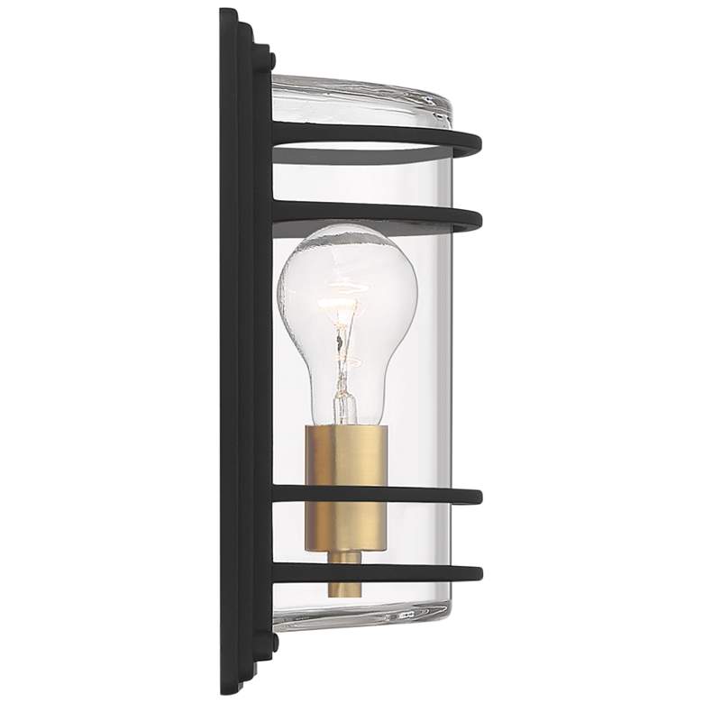 Image 6 Habitat 11 inch High Black and Brass Outdoor Pocket Wall Light more views
