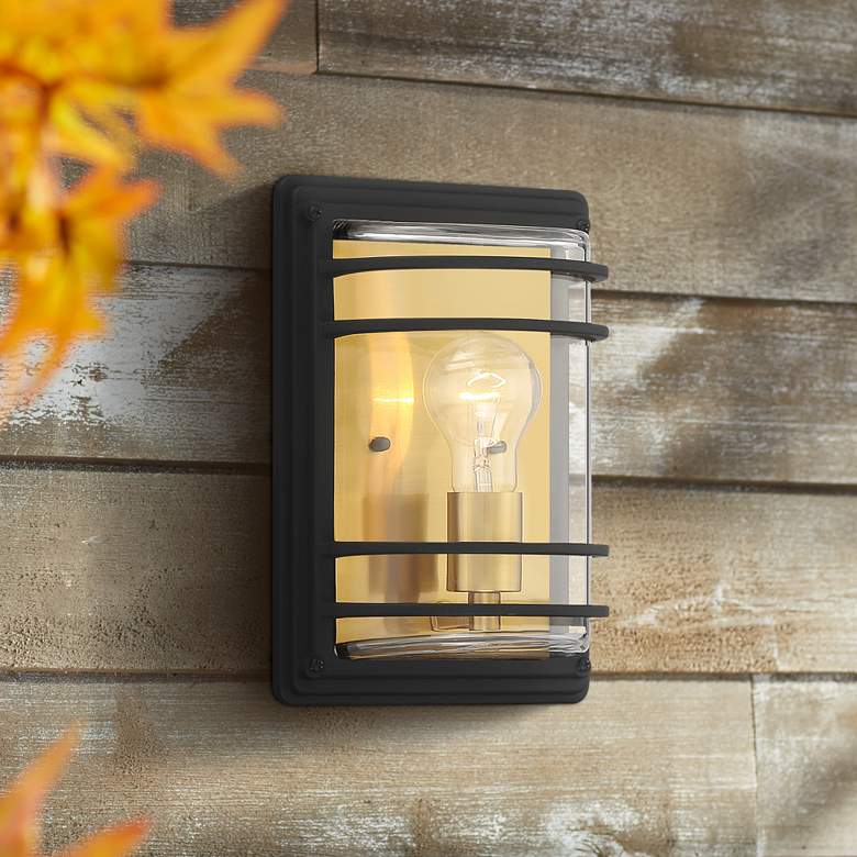 Image 7 Habitat 11" High Black and Brass Wall Sconce Set of 2 more views