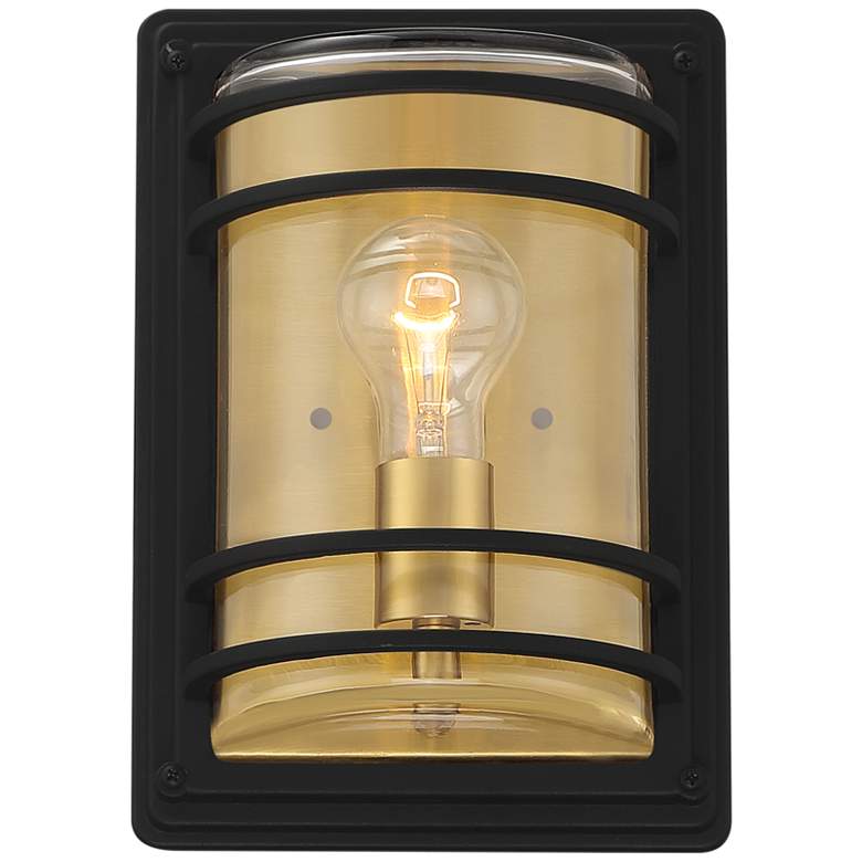 Image 1 Habitat 11" High Black and Brass Wall Sconce