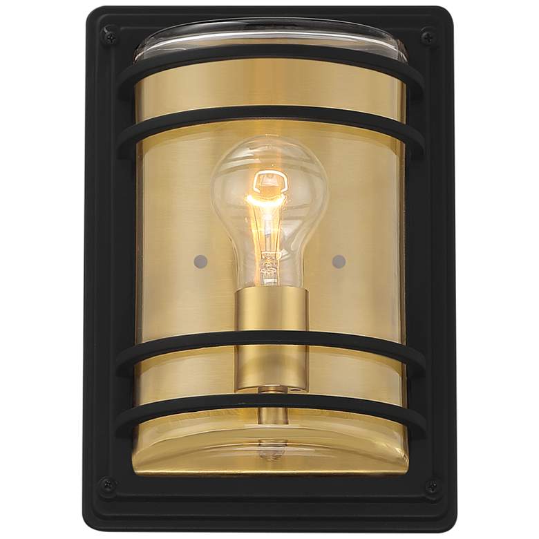 Image 2 Habitat 11" High Black and Brass Wall Sconce