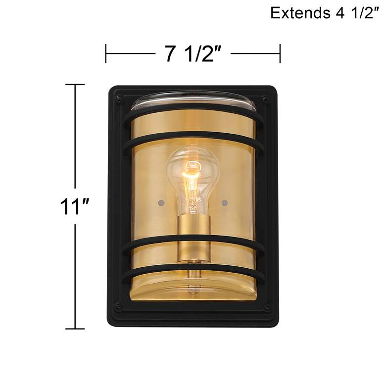 Image 6 Habitat 11" High Black and Brass Wall Sconce more views