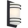 5_Habitat 11" High Black and Frosted Glass Modern Wall Sconce more views