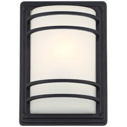 Habitat 11&quot; High Black and Frosted Glass Outdoor Wall Light