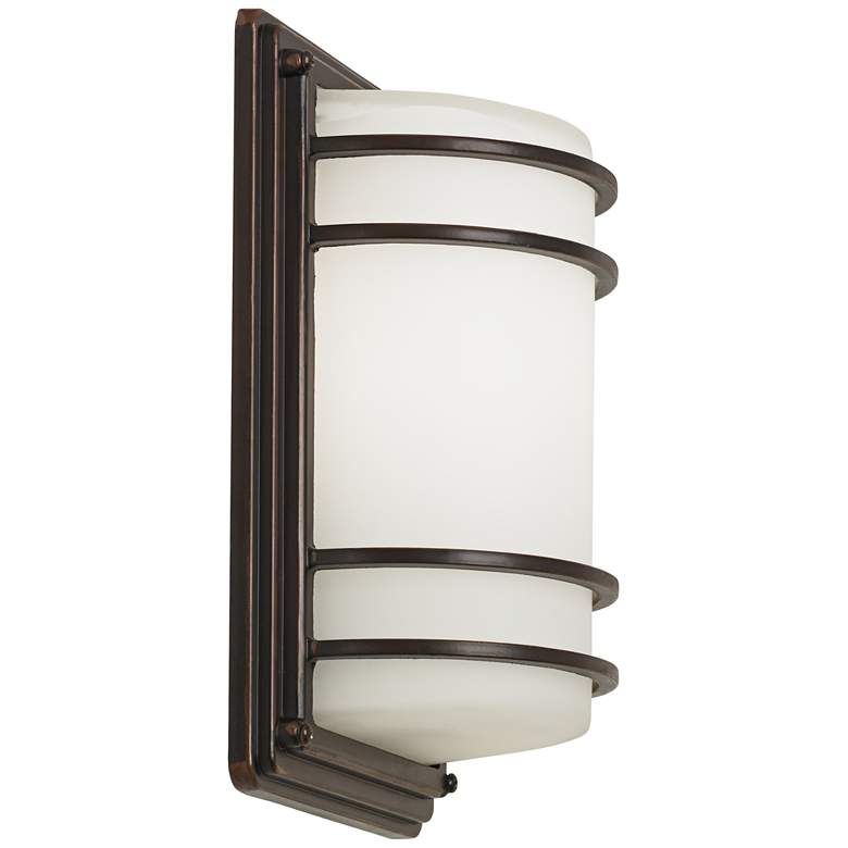 Image 6 Habitat 11 inch High Bronze and Opal Glass Outdoor Wall Light Set of 2 more views