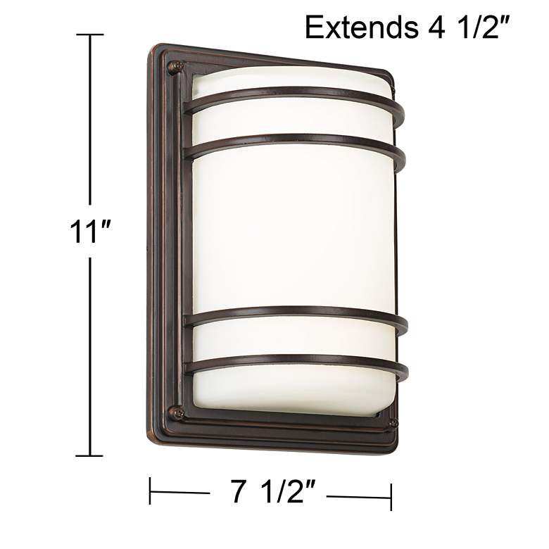 Image 7 Habitat 11 inch High Bronze and Opal Glass Outdoor Wall Light Set of 2 more views