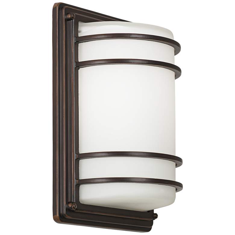 Image 6 Habitat 11" High Bronze and Opal Glass Outdoor Wall Light more views