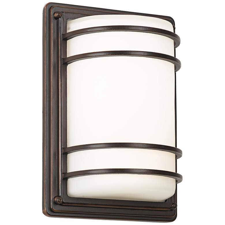 Image 1 Habitat 11 inch High Bronze and Opal Glass Wall Sconce