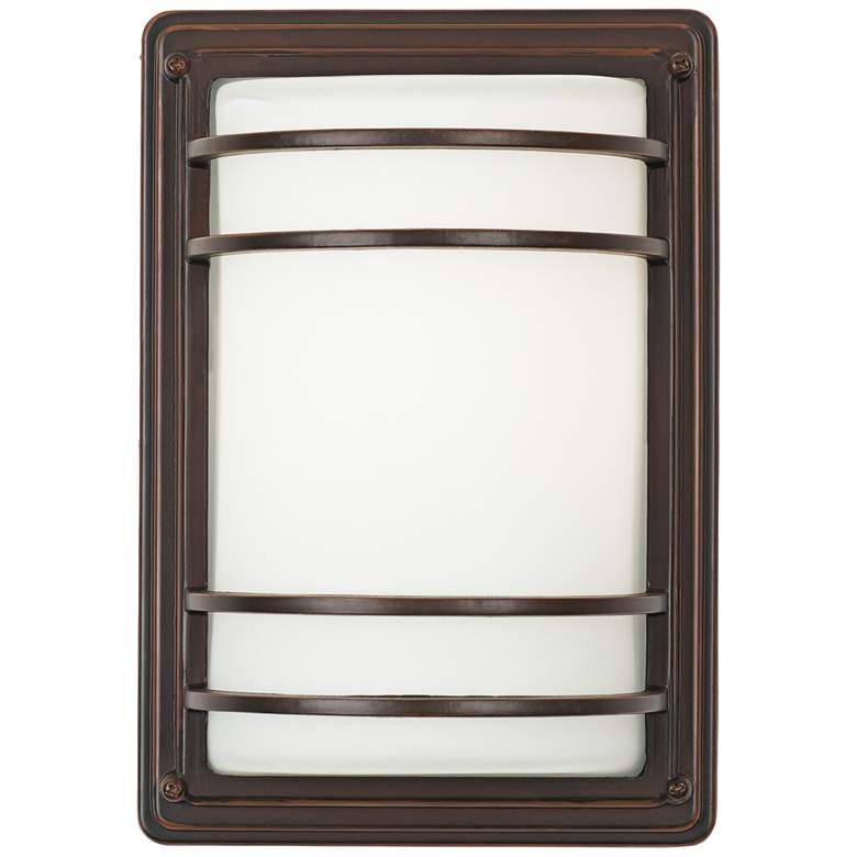 Image 3 Habitat 11" High Bronze and Opal Glass Wall Sconce more views