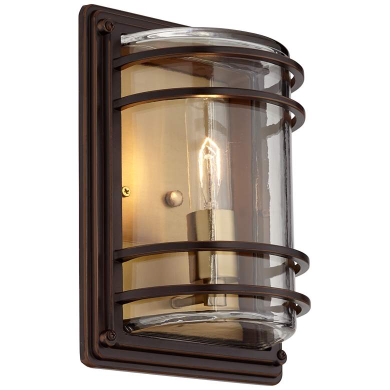 Image 5 Habitat 11 inch High Bronze and Warm Brass Outdoor Wall Light more views