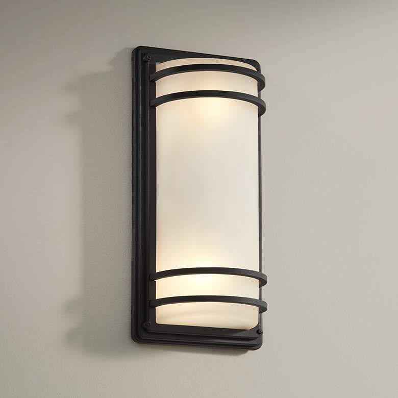 Image 1 Habitat 16 inch High Black and Frosted Glass Wall Sconce
