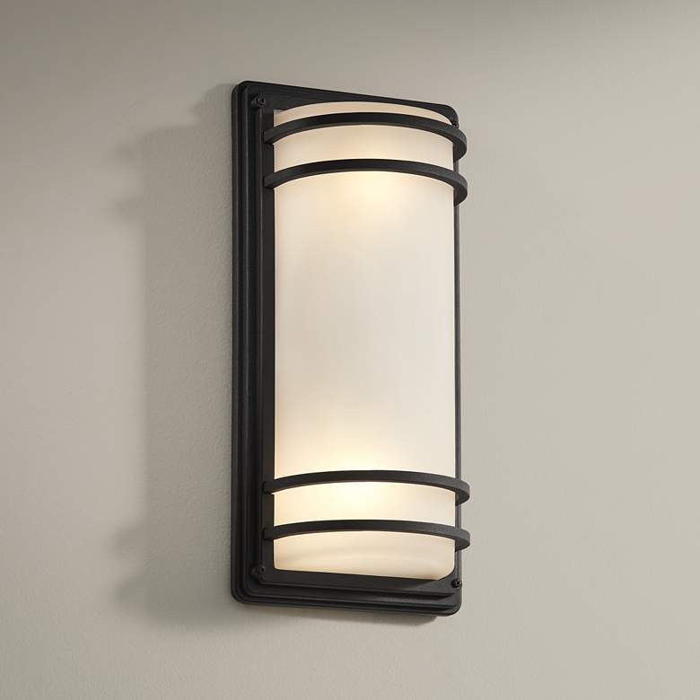 Image 1 Habitat 16" High Black and Frosted Glass Wall Sconce