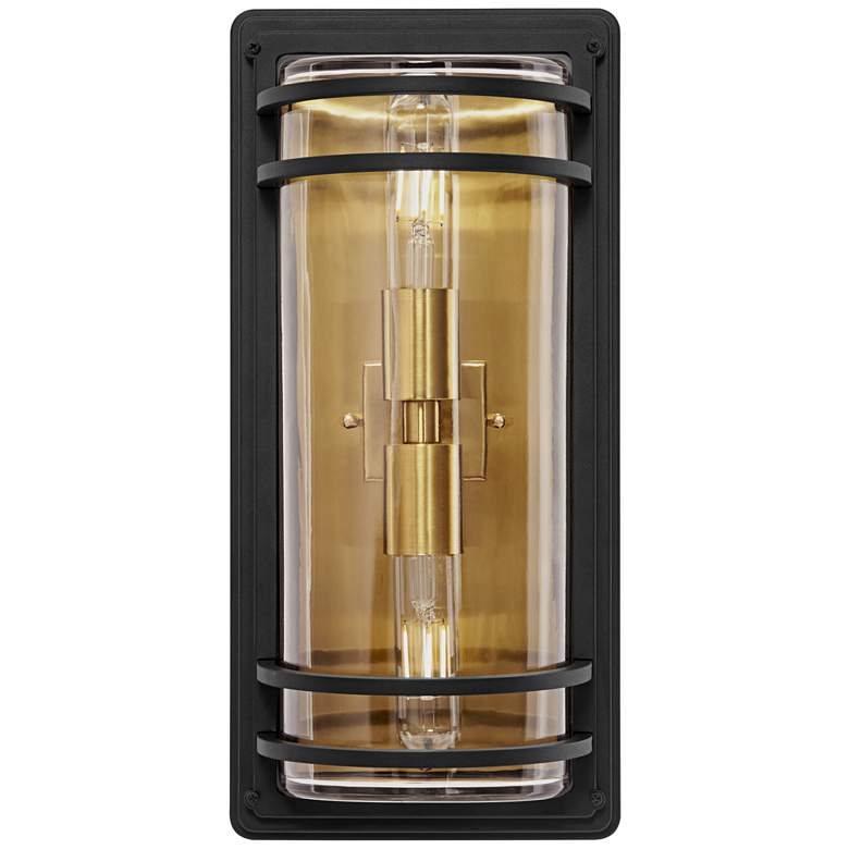 Image 3 Habitat 16 inch High Black and Warm Brass 2-Light Outdoor Wall Light more views