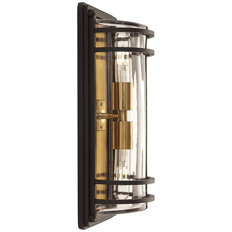 Image 6 Habitat 16 inch High Black and Warm Brass 2-Light Outdoor Wall Light more views