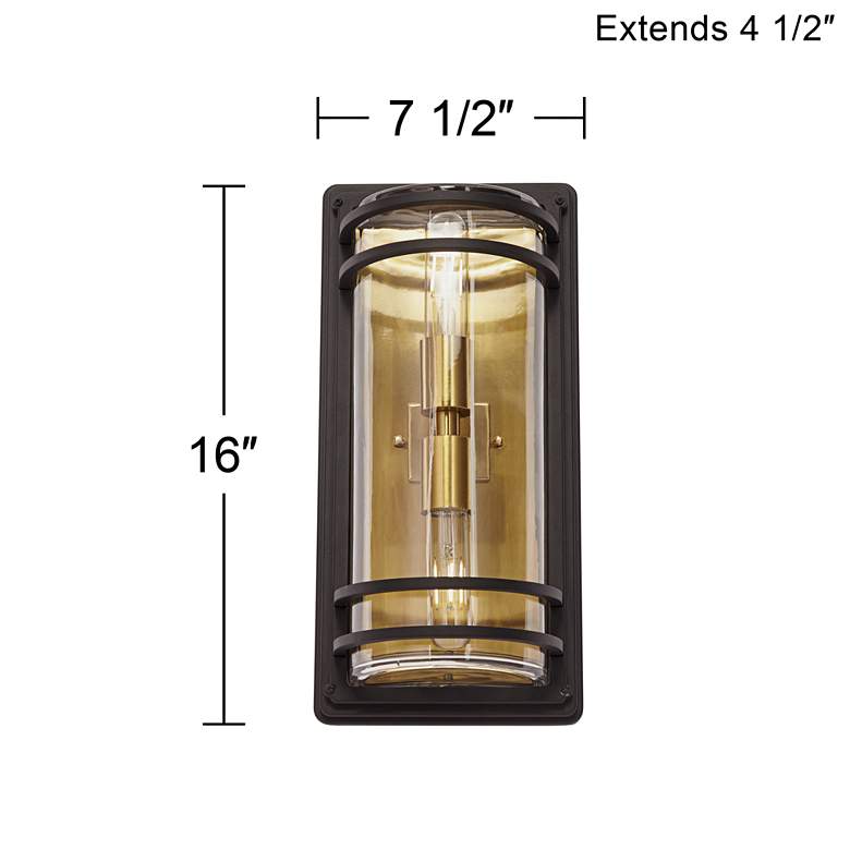 Image 7 Habitat 16 inch High Black and Warm Brass 2-Light Outdoor Wall Light more views