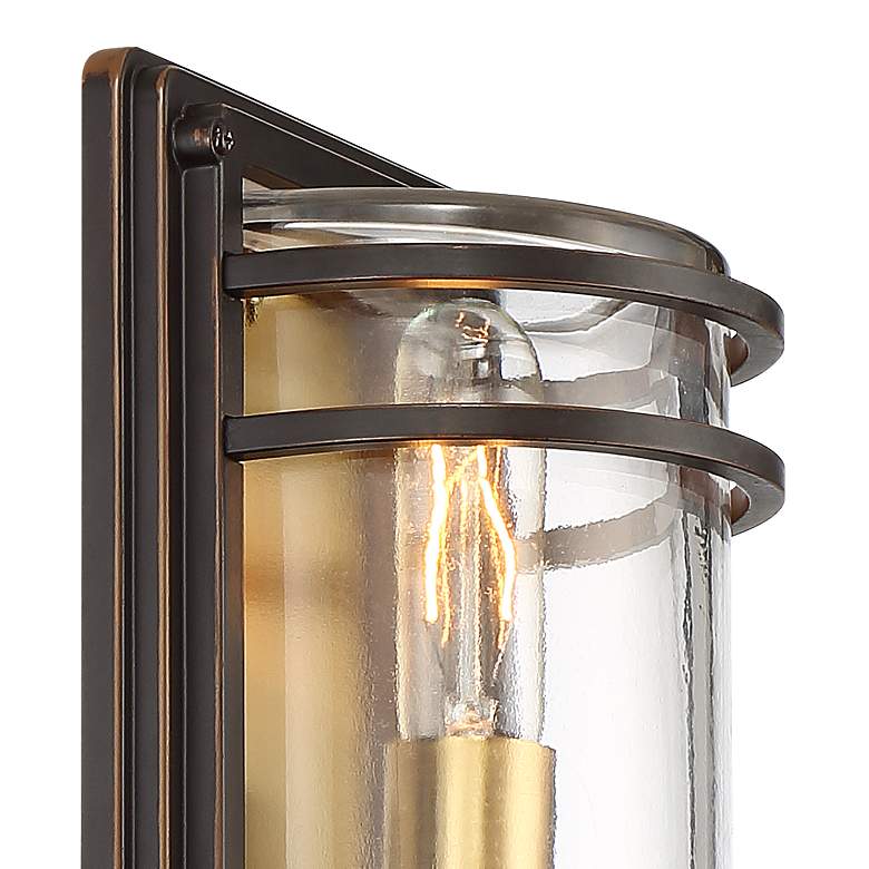 Image 3 Habitat 16 inch High Bronze and Brass 2-Light Outdoor Wall Light Set of 2 more views