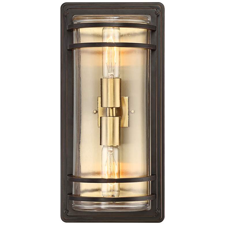 Image 4 Habitat 16 inch High Bronze and Brass 2-Light Outdoor Wall Light Set of 2 more views