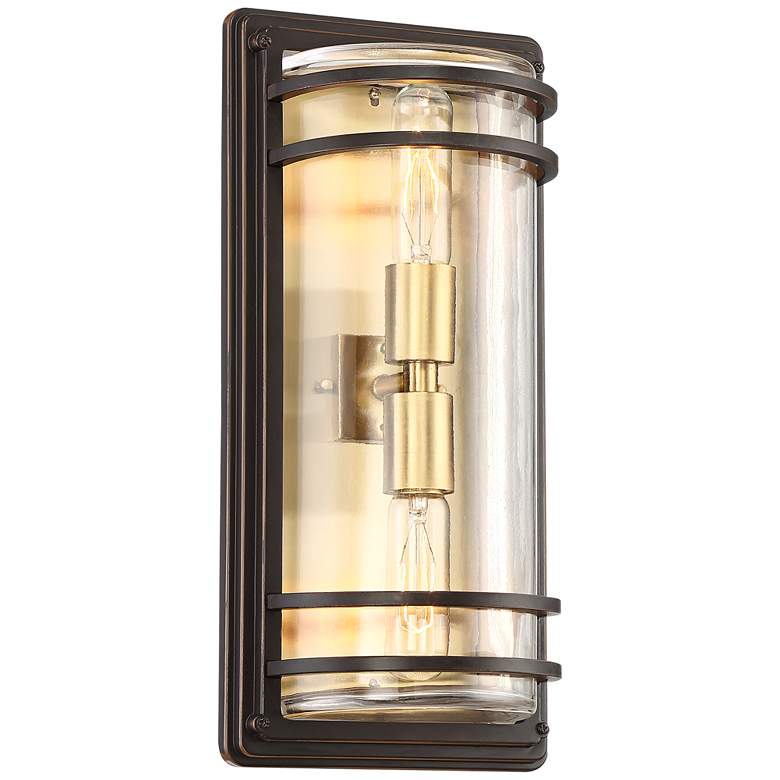 Image 5 Habitat 16 inch High Bronze and Brass 2-Light Outdoor Wall Light Set of 2 more views