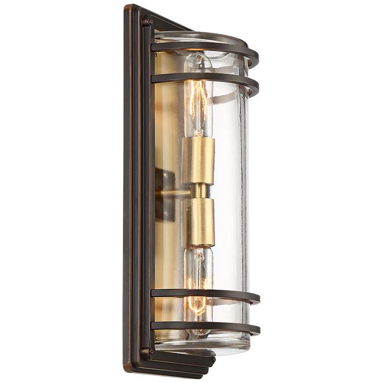 Image 6 Habitat 16 inch High Bronze and Brass 2-Light Outdoor Wall Light Set of 2 more views