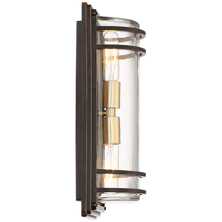 Image 7 Habitat 16 inch High Bronze and Brass 2-Light Outdoor Wall Light Set of 2 more views